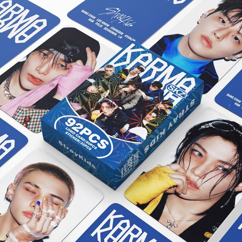 KPOPBP 92 PCS Karma Album Photocards Kpop SKZ Lomo Cards and 32 PCS Laptop Sticker, Gift for Boys and Girls - Image 4